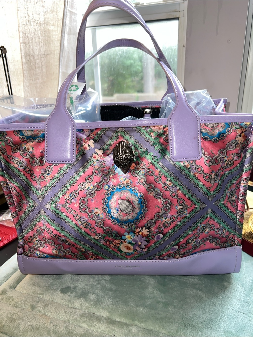 Kurt Geiger lavender and pink floral handbag NWOTS